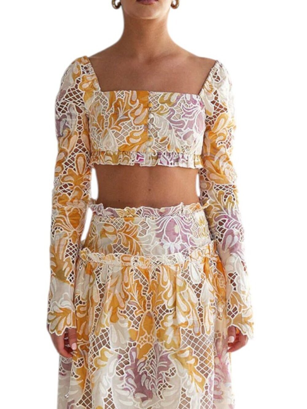 Zaco Australia Chelsea Lace Crop Top Floreale Mellow